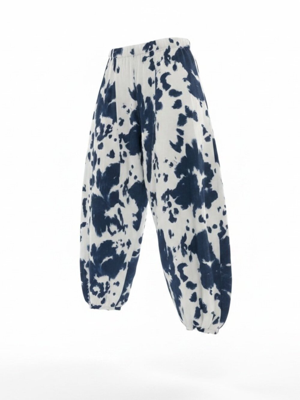 Transparente Navy Cow Print Barrel Pants